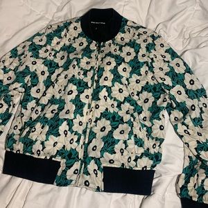 Floral zip up bomber jacket